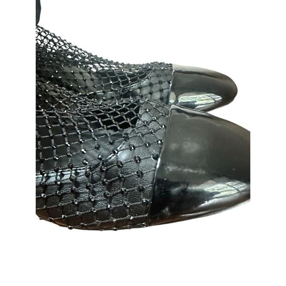Steve Madden Women’s 9.5 Sparkly Rhinestone Mesh Black Patent Block Heel Boots - Picture 7 of 7